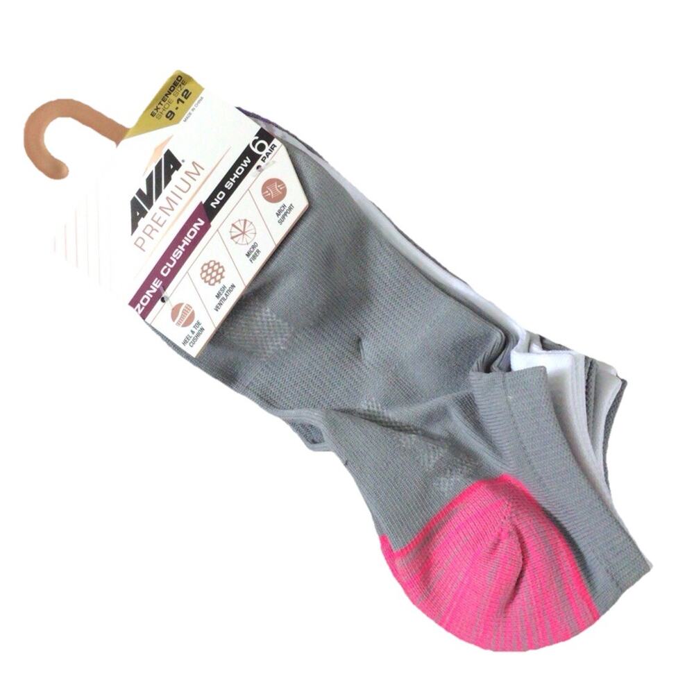 Avia Premium Women No Show Socks 6 Pair Size 9-12 Cushioned Athletic